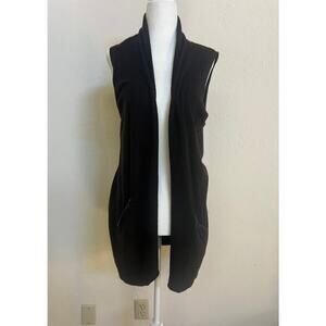 Kinross Women's Brown Cashmere Cardigan with leather trim pockets Size Large